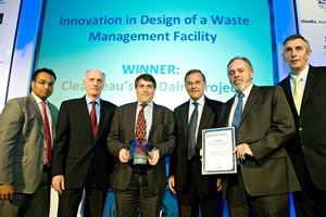 (l-r) Krishnan Guru-Murthy; Richard Wallis; Richard Gueterbock, Clearfleau; Barry Dennis, ESA; Alan McInnes; Steve Eminton